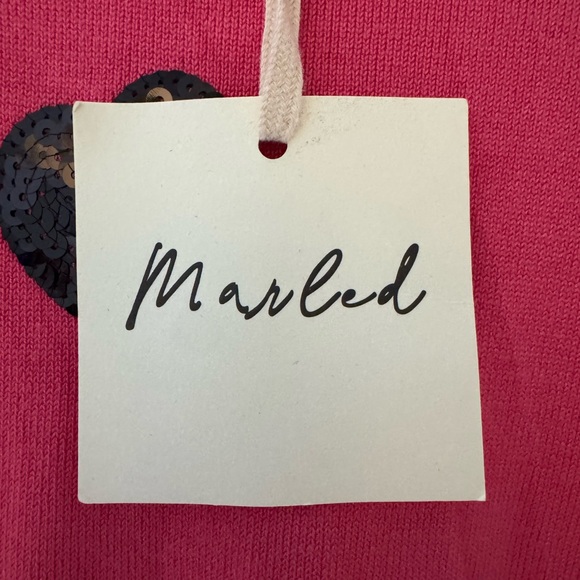 Marled by Reunited Clothing Pink Sweater with Black Sequin Hearts - Picture 9 of 11